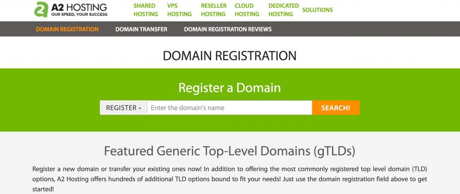 A2 Hosting Domain Registration