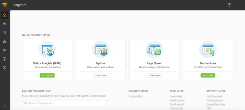The Pingdom dashboard.