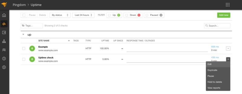 Editing the uptime check.